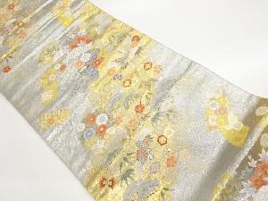 長嶋成織物製　松竹梅に鶴・草花模様織出し袋帯